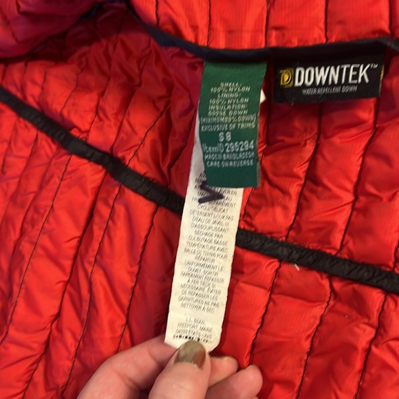 LL Bean kids jacket Small 8 black and red play coat goose down preowned packable - Picture 7 of 10